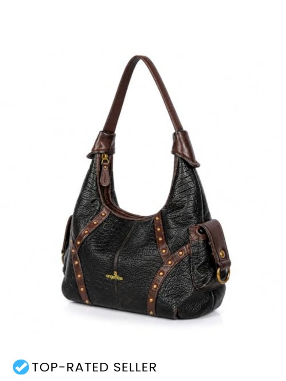 Large Studded Hobo Shoulder Bag for Women - Spacious Boho Tote with Rivet